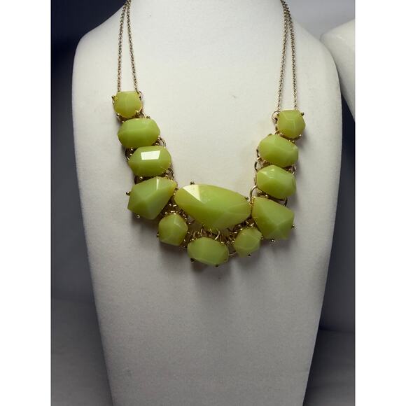 3 light green statement bib flower floral bling enamel necklaces bundle lot - Picture 2 of 11